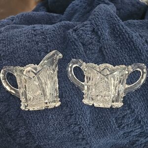 Imperial Glass Co Crystal Creamer and Sugar Set